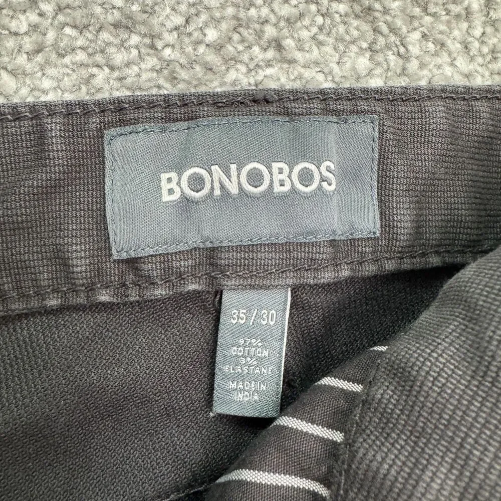 Bonobos Tailored Fit Chino Pants Mens 35x30 Dark Gray Straight Corduroy 5-Pocket